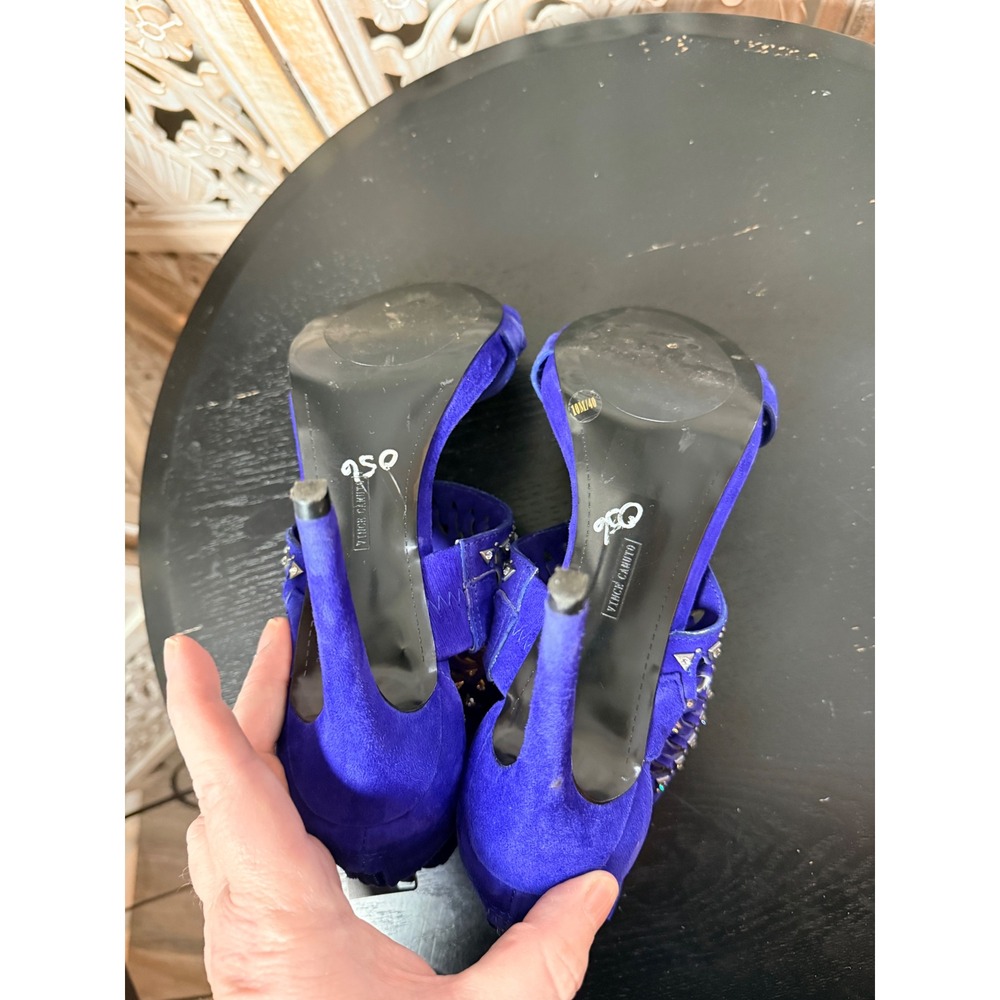 Vince Camuto Royal Blue Studded Caged Suede Stiletto Heels Womens 10M Open Toe - Picture 5 of 9
